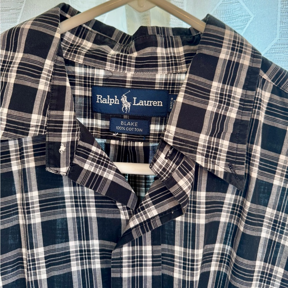 Polo Ralph Lauren Men’s Medium Black Plaid Short Sleeve Button Down Shirt